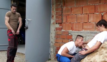 Boss Barebacking His Two Mechanics - Peter Lipnik And Erik Spector