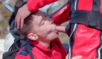 Biker cock sucking outdoor