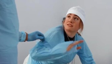 The obstetrician sucks the guy next to his wife giving birth