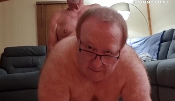 Grandpa Fucks His Stepdaddy On The Floor With Gay Porn